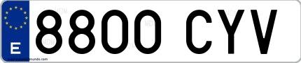 Ejemplo de matrícula española 8800 CYV