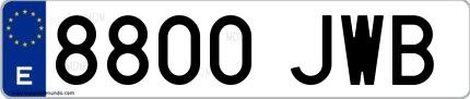 Ejemplo de matrícula española 8800 JWB