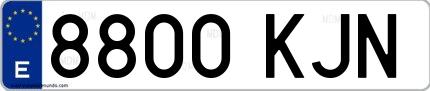 Ejemplo de matrícula española 8800 KJN