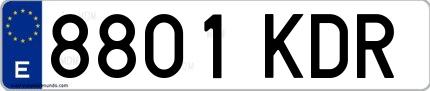 Ejemplo de matrícula española 8801 KDR