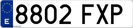 Ejemplo de matrícula española 8802 FXP