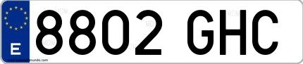 Ejemplo de matrícula española 8802 GHC