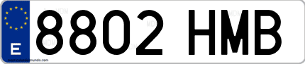 Ejemplo de matrícula de coche ordinaria 8802 HMB