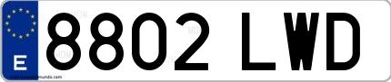 Ejemplo de matrícula española 8802 LWD
