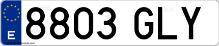 Ejemplo de matrícula de coche ordinaria 8803 GLY