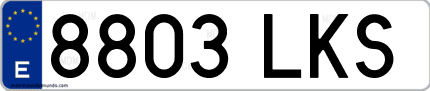 Ejemplo de matrícula de coche ordinaria 8803 LKS