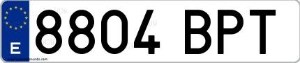 Ejemplo de matrícula española 8804 BPT