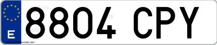 Ejemplo de matrícula española 8804 CPY