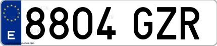 Ejemplo de matrícula española 8804 GZR
