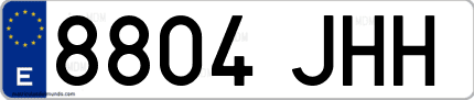 Ejemplo de matrícula de coche ordinaria 8804 JHH