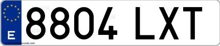 Ejemplo de matrícula española 8804 LXT