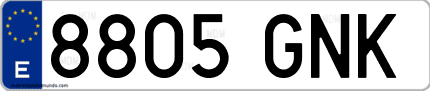 Ejemplo de matrícula de coche ordinaria 8805 GNK
