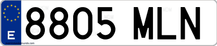Ejemplo de matrícula de coche ordinaria 8805 MLN