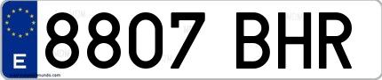 Ejemplo de matrícula española 8807 BHR