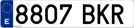 Ejemplo de matrícula de coche ordinaria 8807 BKR