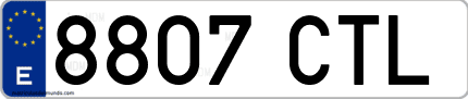 Ejemplo de matrícula de coche ordinaria 8807 CTL