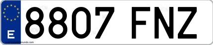 Ejemplo de matrícula española 8807 FNZ