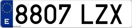 Ejemplo de matrícula española 8807 LZX