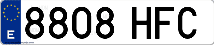 Ejemplo de matrícula de coche ordinaria 8808 HFC