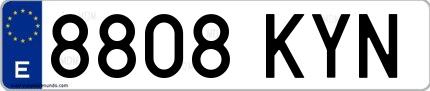 Ejemplo de matrícula española 8808 KYN