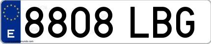 Ejemplo de matrícula española 8808 LBG