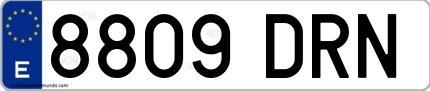 Ejemplo de matrícula española 8809 DRN