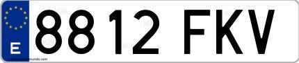 Ejemplo de matrícula española 8812 FKV