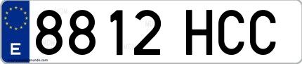 Ejemplo de matrícula española 8812 HCC