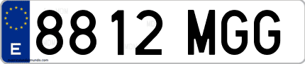 Ejemplo de matrícula de coche ordinaria 8812 MGG