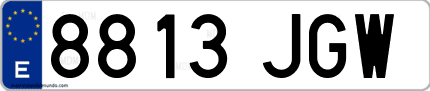 Ejemplo de matrícula de coche ordinaria 8813 JGW