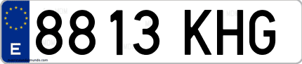 Ejemplo de matrícula de coche ordinaria 8813 KHG