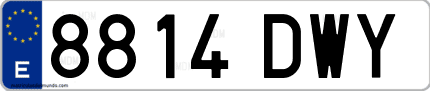 Ejemplo de matrícula de coche ordinaria 8814 DWY