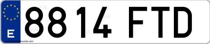 Ejemplo de matrícula española 8814 FTD