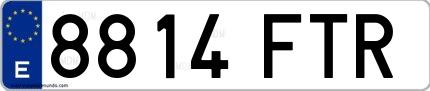 Ejemplo de matrícula española 8814 FTR