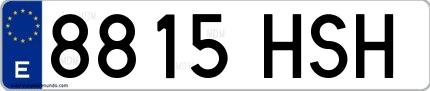 Ejemplo de matrícula española 8815 HSH