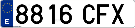 Ejemplo de matrícula de coche ordinaria 8816 CFX