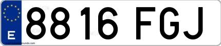 Ejemplo de matrícula española 8816 FGJ