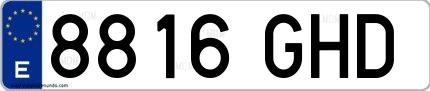 Ejemplo de matrícula española 8816 GHD