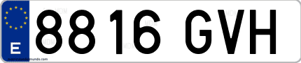 Ejemplo de matrícula de coche ordinaria 8816 GVH