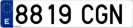 Ejemplo de matrícula española 8819 CGN