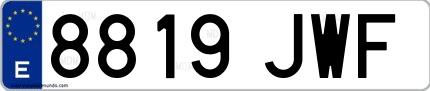 Ejemplo de matrícula española 8819 JWF