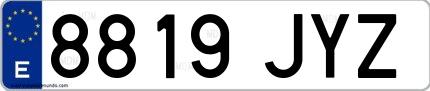 Ejemplo de matrícula española 8819 JYZ
