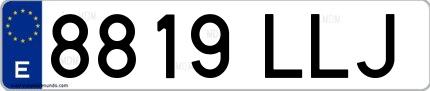 Ejemplo de matrícula española 8819 LLJ