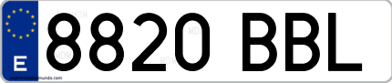 Ejemplo de matrícula de coche ordinaria 8820 BBL
