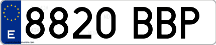 Ejemplo de matrícula de coche ordinaria 8820 BBP