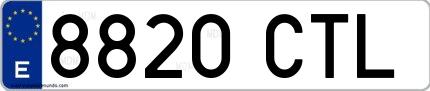 Ejemplo de matrícula española 8820 CTL