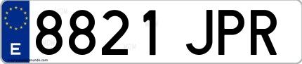 Ejemplo de matrícula española 8821 JPR