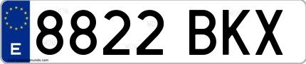 Ejemplo de matrícula española 8822 BKX