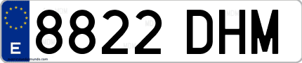 Ejemplo de matrícula de coche ordinaria 8822 DHM