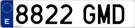 Ejemplo de matrícula de coche ordinaria 8822 GMD